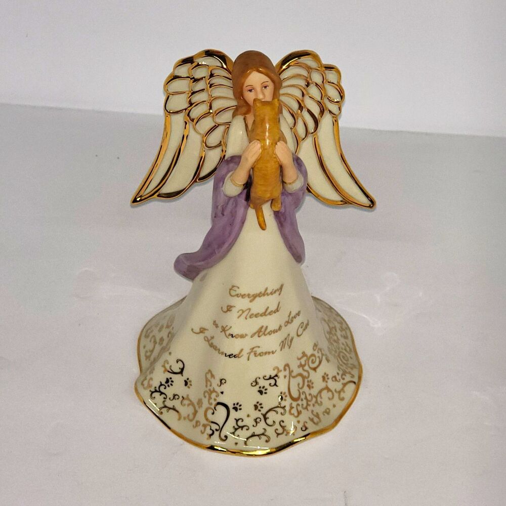 Bradford Editions Purrfect Angel Musical Figurine Cat Always In My Heart A9293